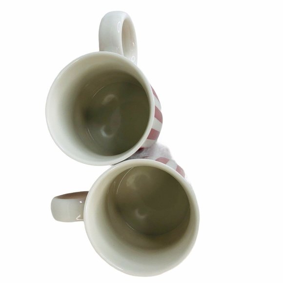 2 Temptations By Tara Red & White Stripe Mugs Christmas Holiday Candy Cane Cup - Picture 6 of 8
